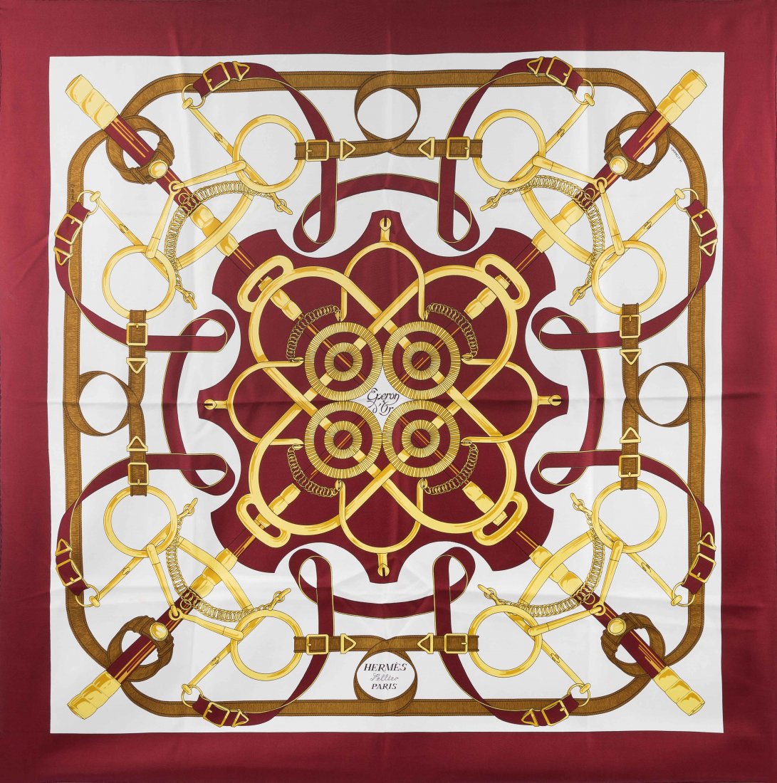 Hermes Paris: silk scarf with print "Eperon d'Or", (1 of 1)