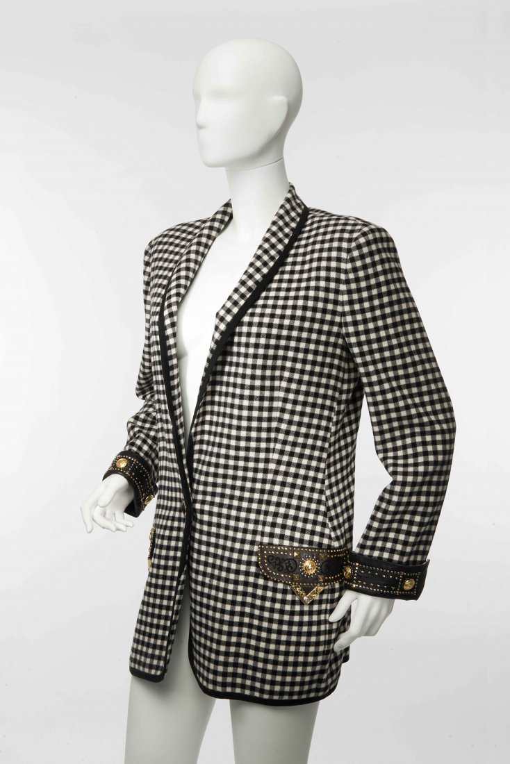 Gianni Versace Couture: cashmere jacket checkered white (1 of 1)