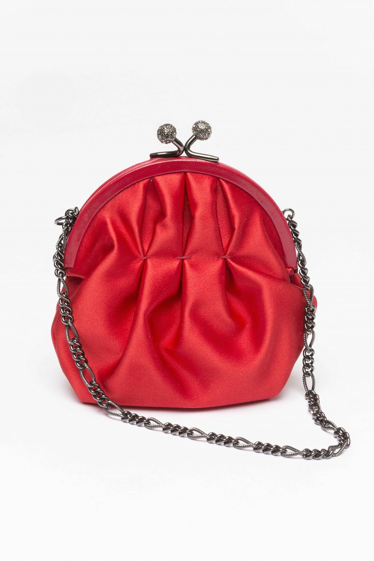 Moschino: small red satin handbag with original dustbag (1 of 1)