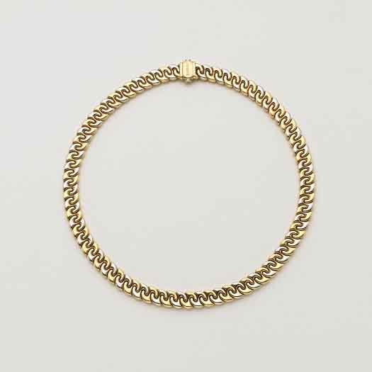 CHIMENTO Collier modulare in oro giallo e bianco g.: CHIMENTO Collier modulare in oro giallo e bianco g. 47,80, mod. depositato CHIMENTO Bi-coloured gold necklace