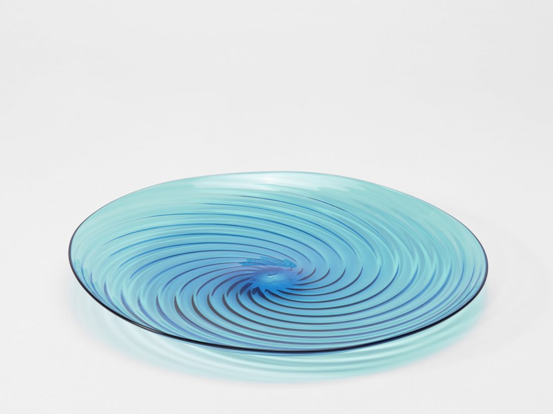 Venini Murano - Piatto a costolature a spirale in vetro (1 of 1)