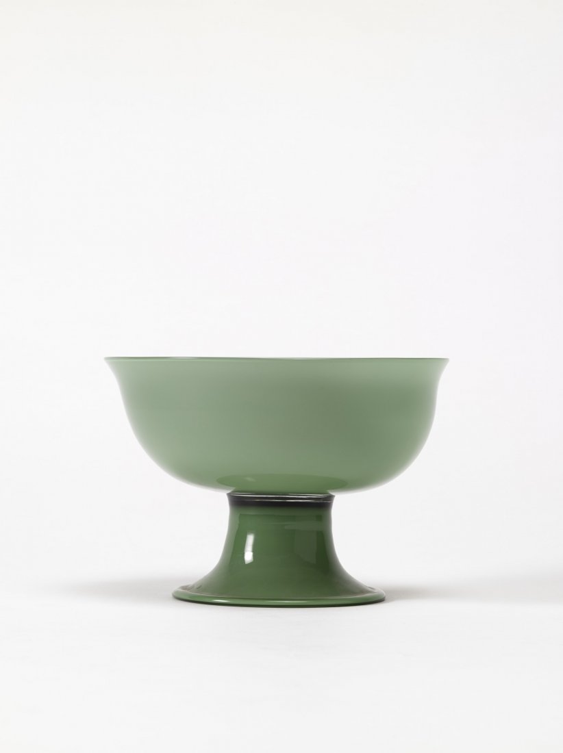 Venini. Alzatina in vetro "alga" (opalino verde, (1 of 1)