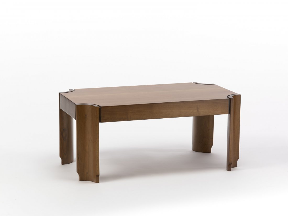 Tavolino da salotto impiallacciato in noce con piano (1 of 1)