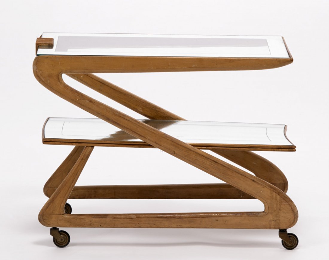 Carrello portavivande in legno e vetro specchiato a due (1 of 1)