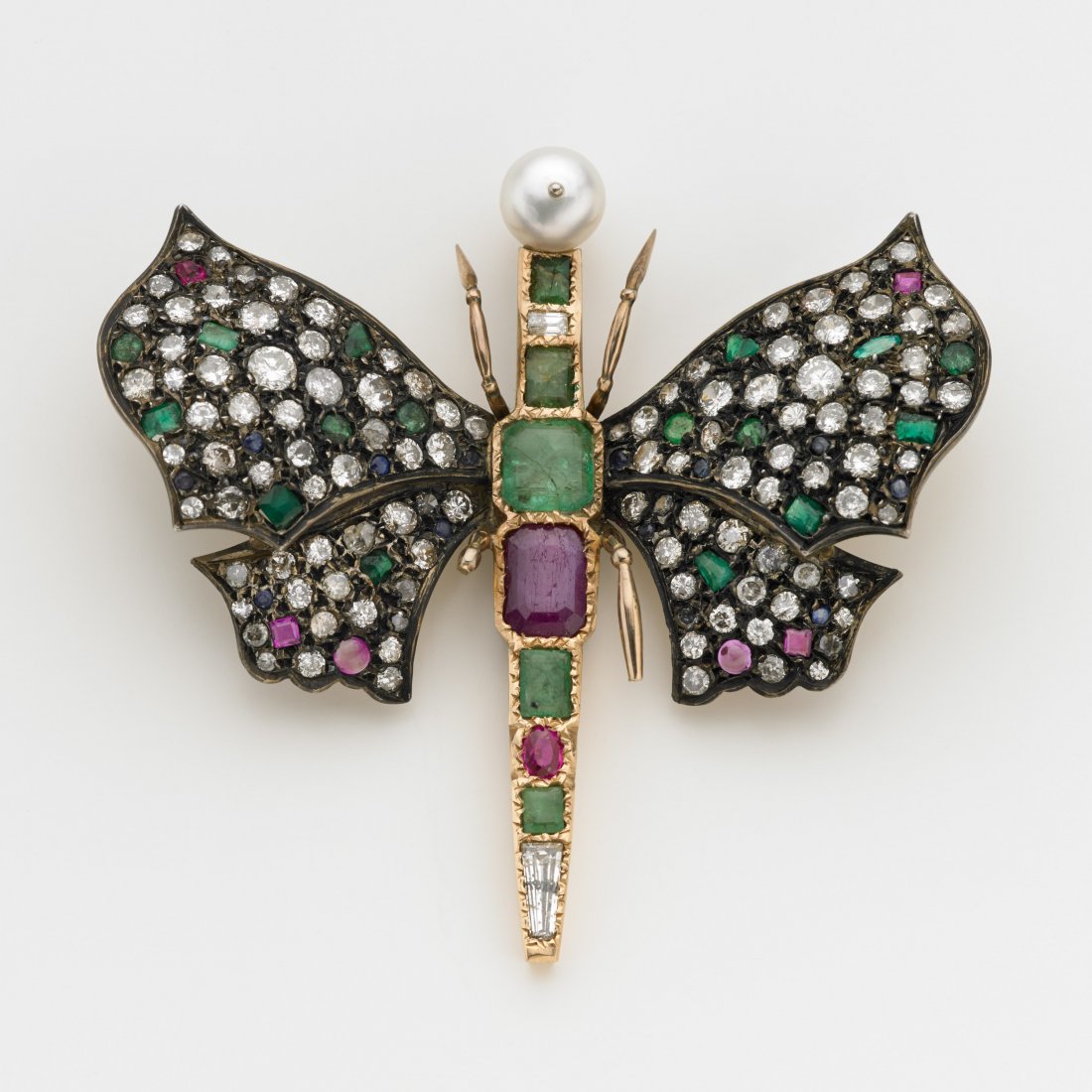 Spilla a guisa di farfalla in oro giallo e argento (1 of 1)