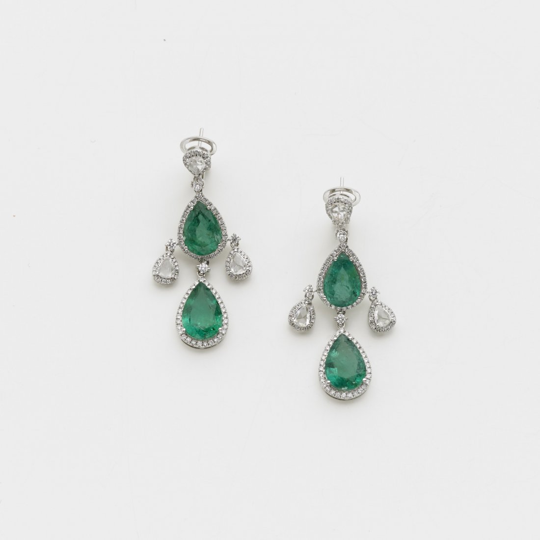 Orecchini pendenti perno e clips in oro bianco con (1 of 1)