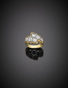 MARIO BUCCELLATI Bi-coloured gold and diamond ring, g.: MARIO BUCCELLATI Bi-coloured gold and diamond ring, g. 5,70, misura 11-12/51-52. With guarantee