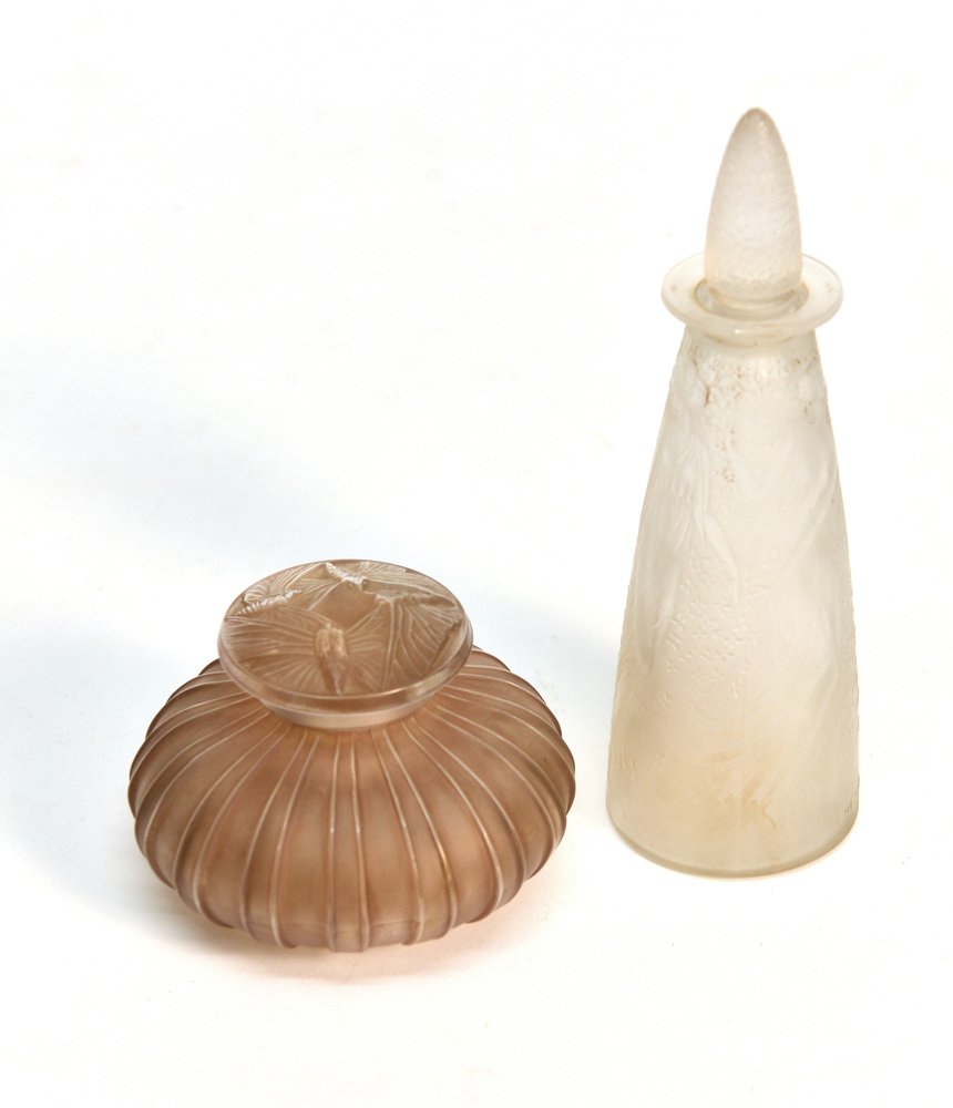 Lotto di due bottiglie in vetro inciso satinato (1 of 1)