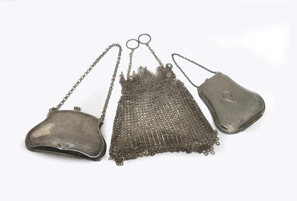 Lotto di tre borsine da sera in metallo color argento (1 of 1)