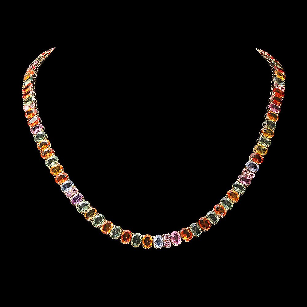 14K YELLOW GOLD 63CT SAPPHIRE NECKLACE (1 of 5)