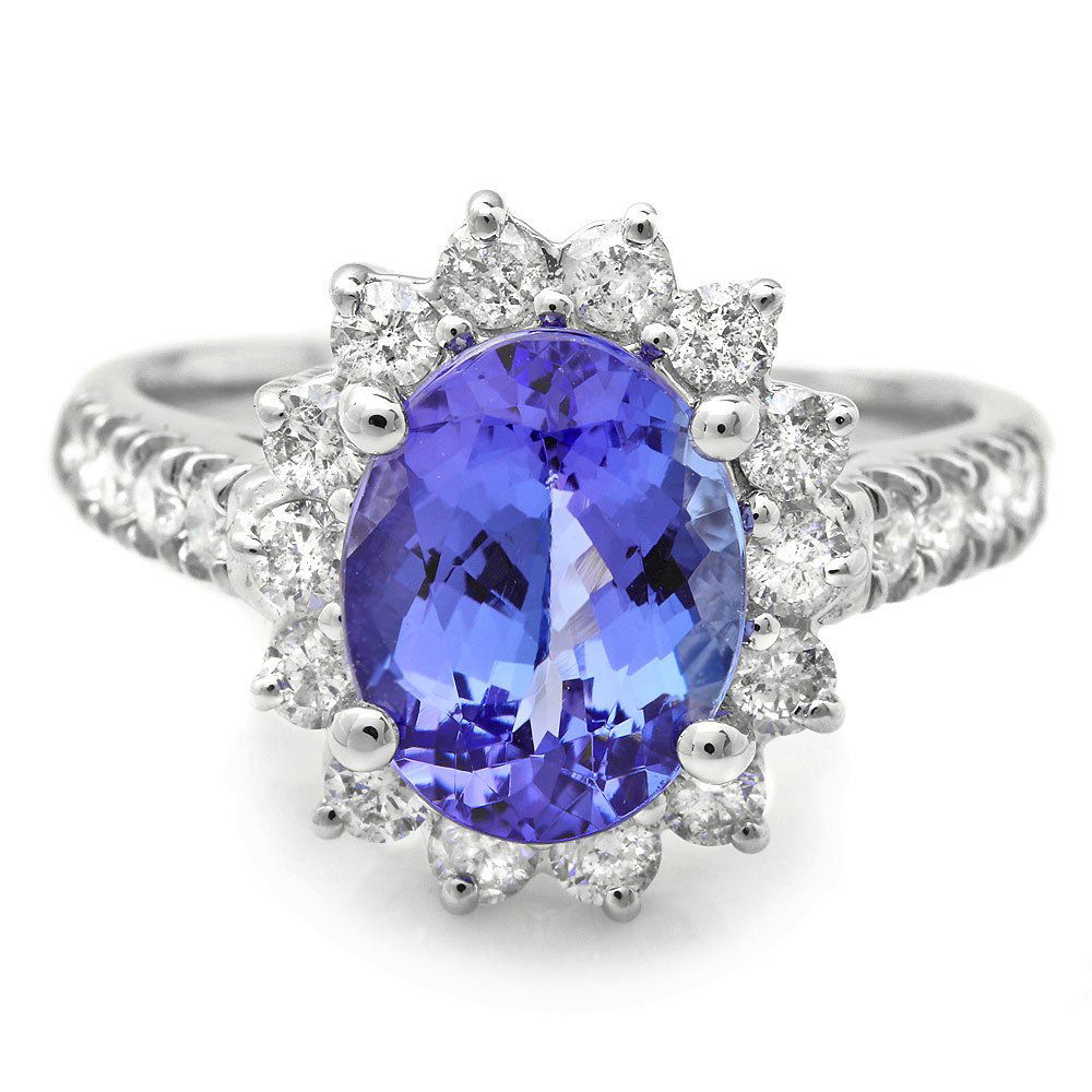 18K WHITE GOLD 2.00CT TANZANITE 0.80CT DIAMOND RING (1 of 4)
