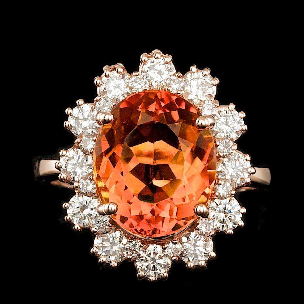 14K ROSE GOLD 4.50CT CITRINE 1.30CT DIAMOND RING (1 of 4)