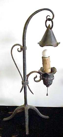 Hand hammered Arts and Crafts table lamp, 21"h