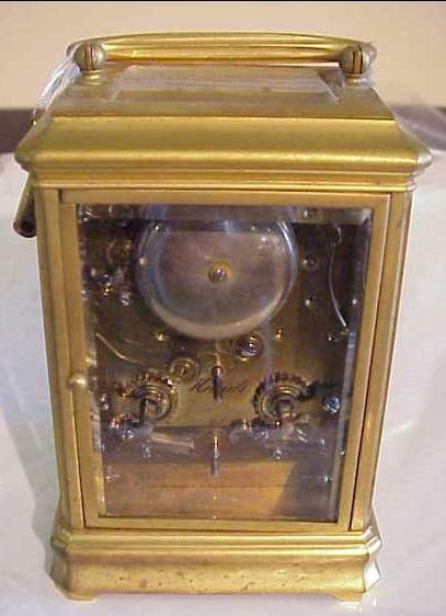 Victorian brass carriage clock with alarm & deco - 2