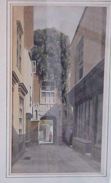 Four European street scenes, watercolor, three s - 4