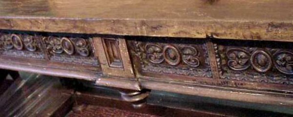 Antique library table, heavily carved, made from - 2