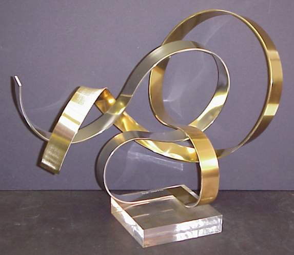 Dan Murphy metal sculpture "The Lost Whales", si: Dan Murphy metal sculpture "The Lost Whales", signed and dated '81, 15" x 19", on 1 1/2" lucite base on