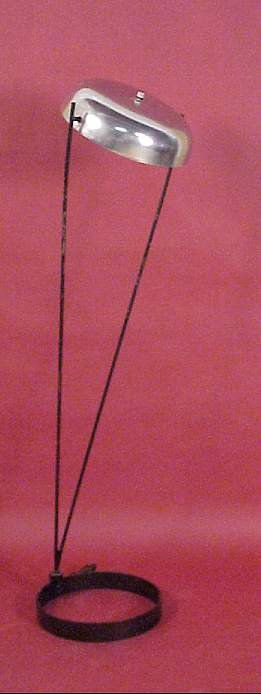 Attrib to Ben Seibel for Raymor floor lamp, pai: Attrib to Ben Seibel for Raymor floor lamp, painted metal & rotating aluminum shade, perforated metal diffuser, 53"h overall (minor paint loss)