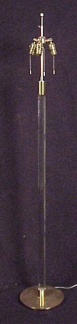 Karl Springer 3 light floor lamp, glass, lacquer: Karl Springer 3 light floor lamp, glass, lacquered brass & paper shade, 61"h overall (minor oxidation to base)