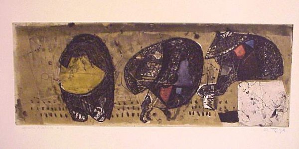Ortega (20th C, Spanish) Figural abstract lithog - 2