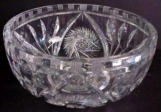 Cut crystal center bowl, 4 1/4"h x 9 1/4"d