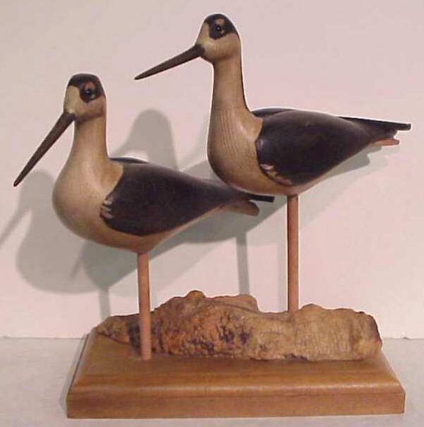 O'day Black necked stills, carved painted wood m