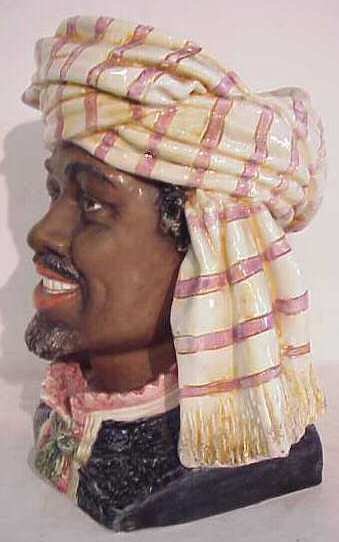19/20thc Majolica Black man tobacco jar, lacking - 2