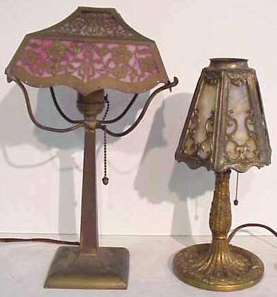 Two vintage table lamps, one Bradley & Hubbard 