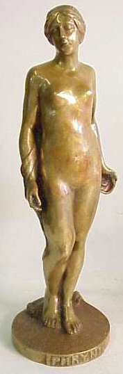"Phryne" bronze standing nude, titled on base, u