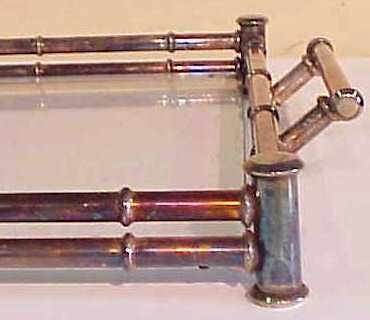 Silver plate faux bamboo tray with glass insert, - 2