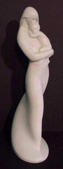 Lladro modernistic mother and child, 19 1/2"h