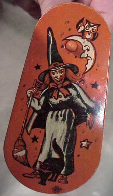 Vintage Halloween lot,tin jack-o-lantern,witches - 10