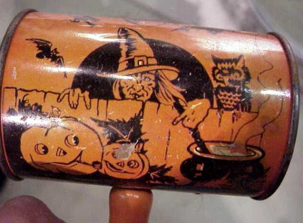 Vintage Halloween lot,tin jack-o-lantern,witches - 5