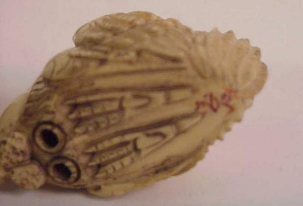 2 carved chicken netsukes, both signed, 1 7/8" & - 3
