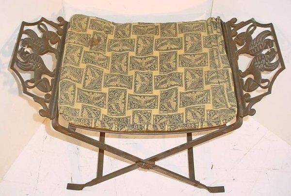 Persian iron folding oasis bench, 18"h, 24"w