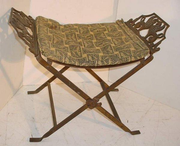 Persian iron folding oasis bench, 18"h, 24"w - 2