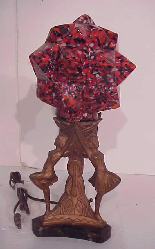 Frankart three dancer lamp with end of day glass