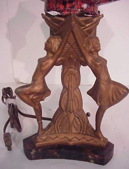 Frankart three dancer lamp with end of day glass - 2