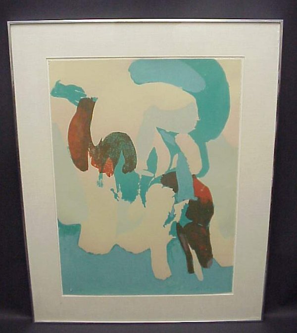James Brooks ( 1906-1992, NY) Lithograph in colors: James Brooks ( 1906-1992, NY) Lithograph in colors, untitled, signed & dated,70,edition, 61/120.Kulicke framed & matted.Framed,38 3/4" x 30 3/4",image,29 1/2" x 21 1/2"