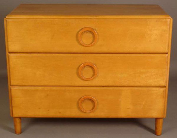 Russel Wright / Connant Ball American Modern,Low: Russel Wright / Connant Ball American Modern,Low chest(3622D), Branded mark ,maple w/ shadow finish, L.C.,33 1/4" x 41 1/2" x 19" .( Minor surface wear to finish,overall good cond.)