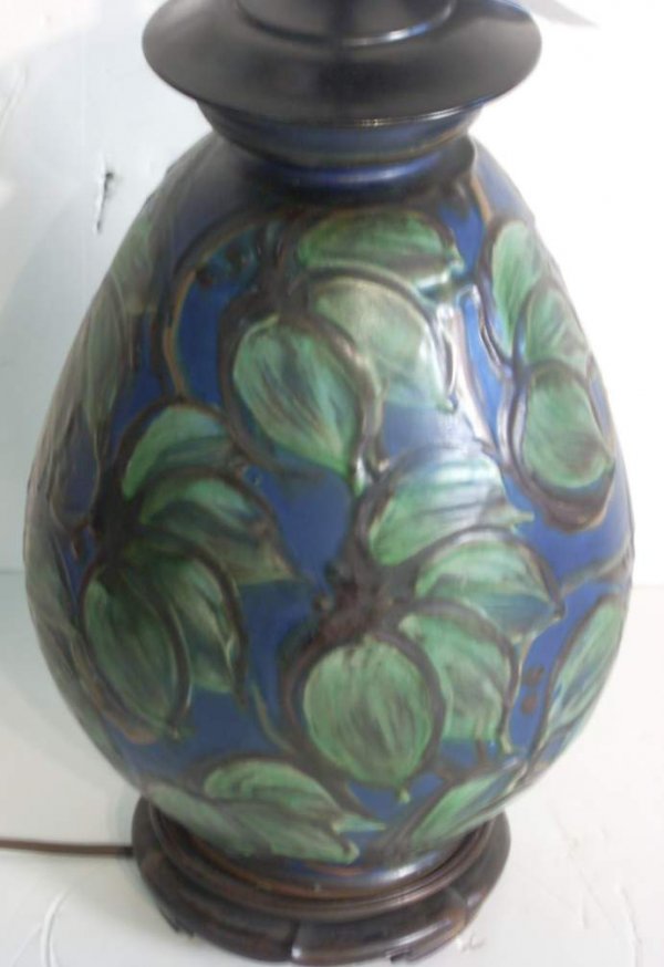 Kahler Danish pottery Art Nouveau floral lamp, p - 2