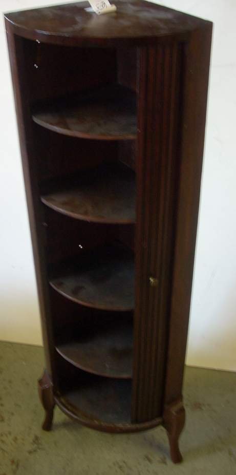19th C mahogany cornet cabinet with tambour door,