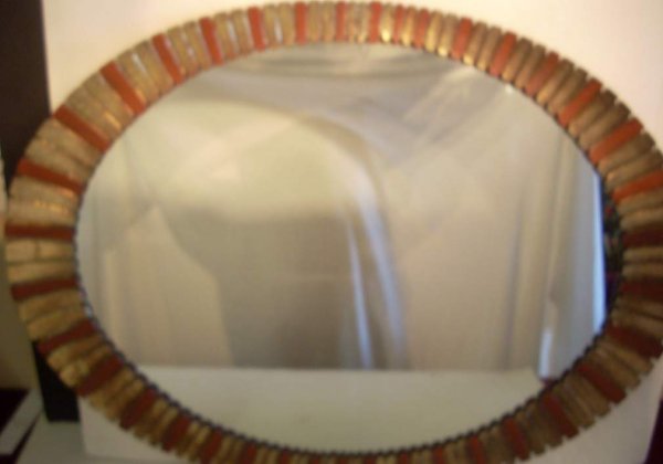 Modern oval gilt wall mirror, circa 1970's, 39"h