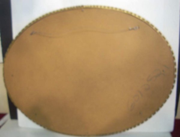 Modern oval gilt wall mirror, circa 1970's, 39"h - 2