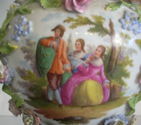 Dresden style table lamp with applied floral dec - 2