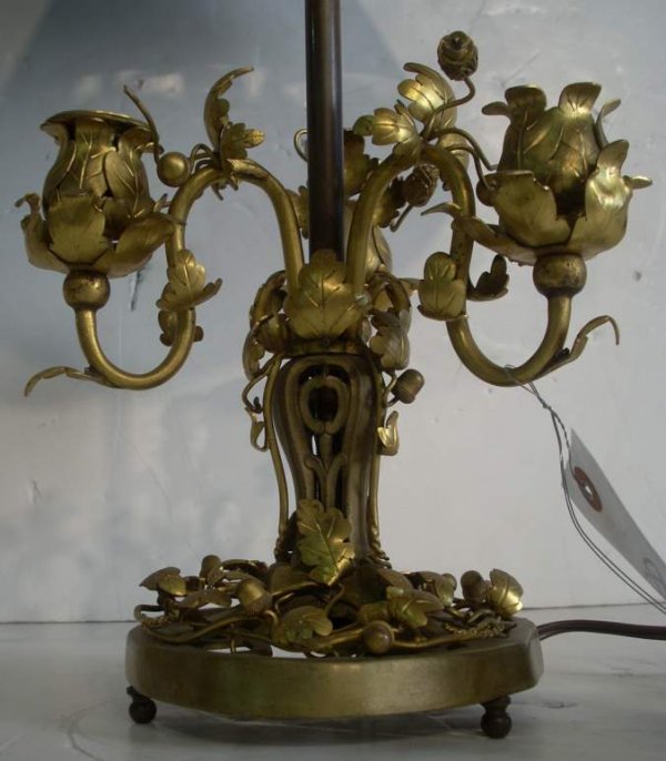 French Victorian style brass 3 arm bouillotte ta - 2