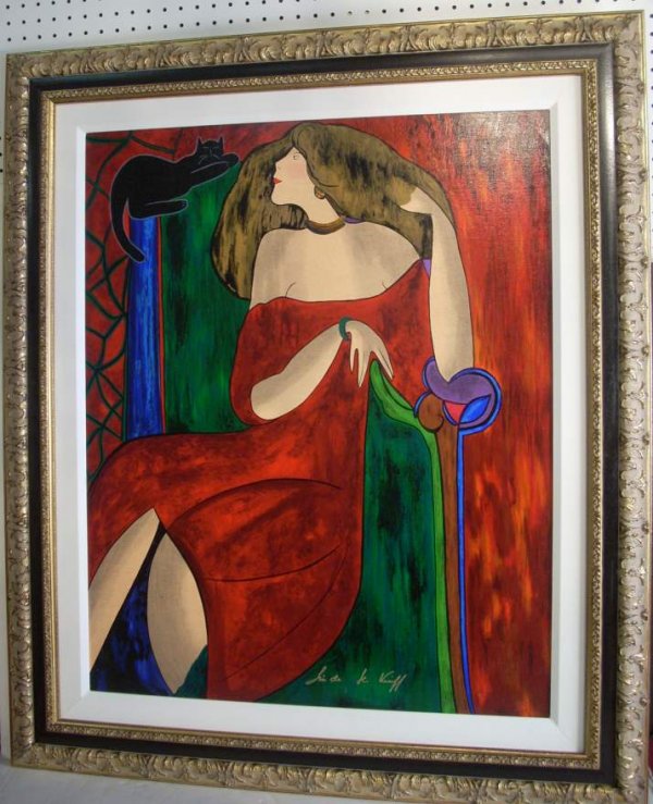 Linda Lekinff "Anastasia" serigraph with acrylic