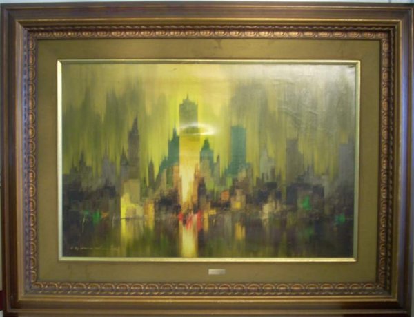 Heinz Munnich (1921-Germany) Cityscape, oil on c