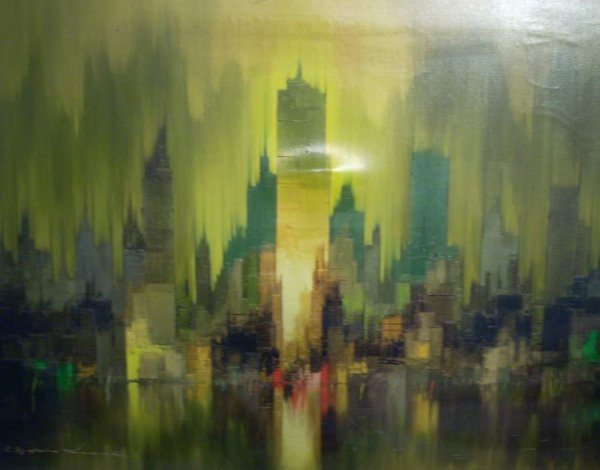 Heinz Munnich (1921-Germany) Cityscape, oil on c - 2