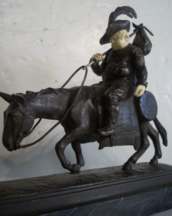 Don Quixote and Sancho Panza metal and bone(?) s - 3